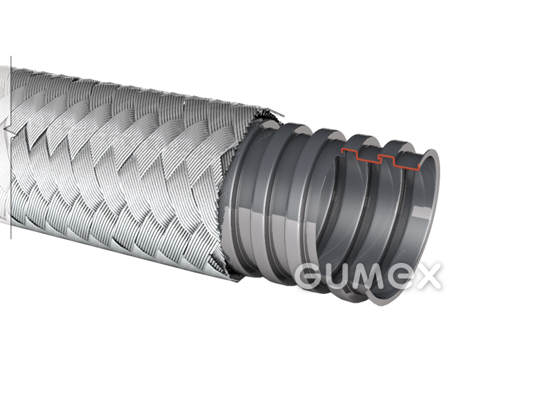 Kabelschutz SB, 21,4/26mm, IP40, verzinkter Stahl mit Metallumflechtung, -50°C/+300°C, grau, 